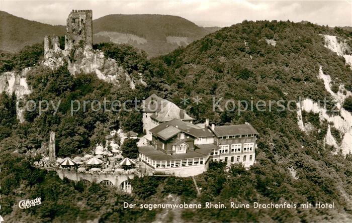 Koenigswinter Ruine Drachenfels mit Hotel Fliegeraufnahme