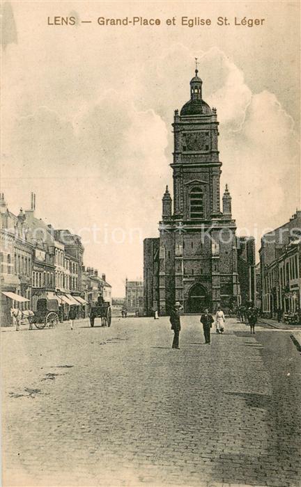 Lens Pas-de-Calais 62 Grand Place et Eglise St Leger