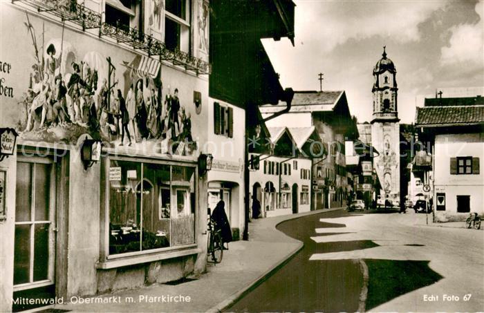 Mittenwald Bayern Obermarkt mit Pfarrkirche