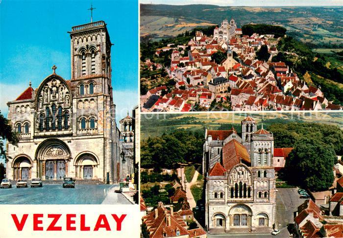 Vezelay 89 Trois aspects de la basilique Sainte Madeleine facade restauree par V