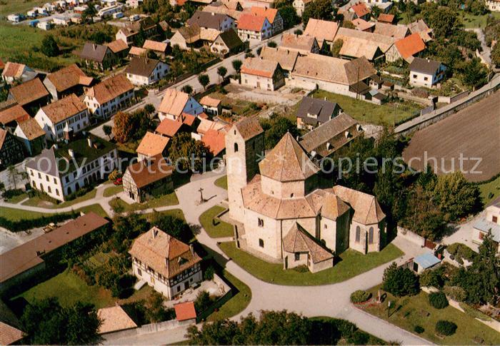 Ottmarsheim Haut-Rhin Vue aerienne de l’eglise octogonale