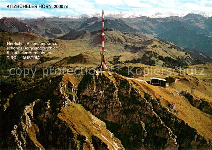 Kitzbueheler Horn Tirol Gipfelhaus Restaurant Motiv mit Zentralalpen Sendemast F