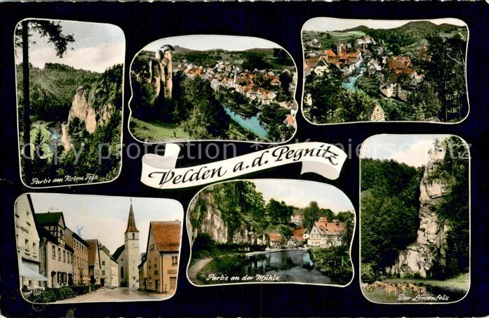 Velden Mittelfranken Partie am Roten Fels Ortsmotiv Partie an der Muehle Loewenf