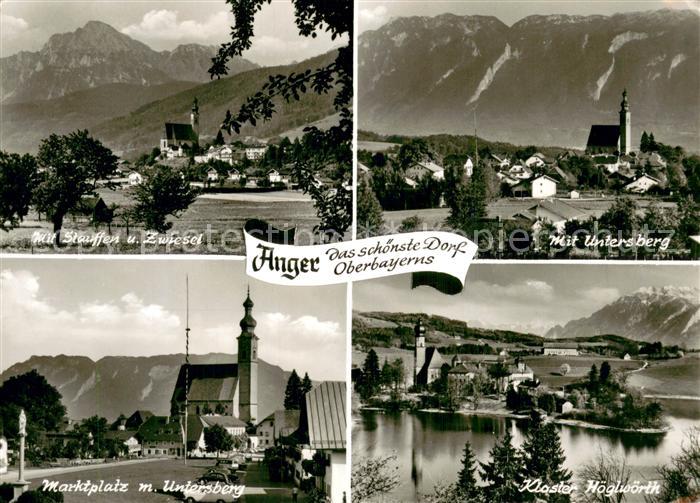 Anger Bad Reichenhall mit Stauffen und Zwiesel Untersberg Marktplatz und Kloster