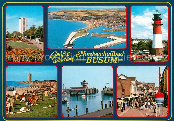 Buesum Nordseebad Park Fliegeraufnahme Leuchtturm Strand Hafen Ortspartie