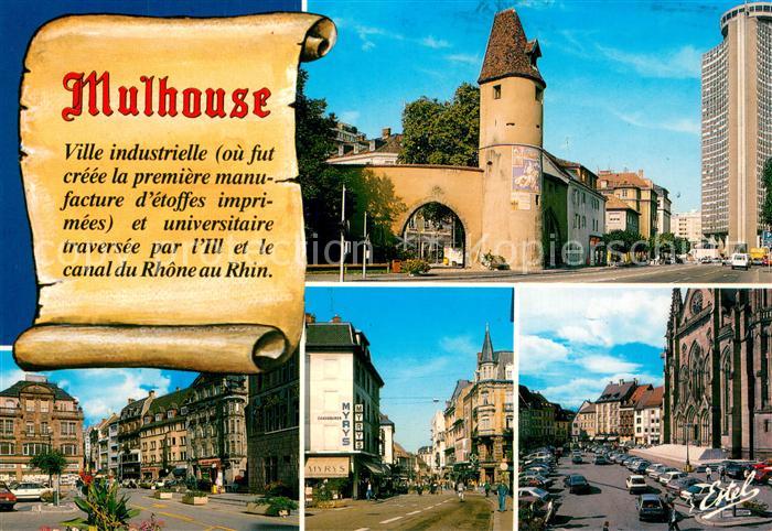 Mulhouse Muehlhausen La tour du Bollwerk La place de la Reunion La rue du Sauvag