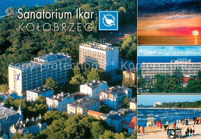 Kolobrzeg Kolberg Ostseebad Sanatorium Ikar Fliegeraufnahme Sonnenuntergang Stra