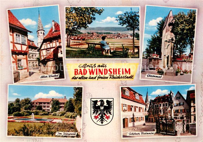 Bad Windsheim Alter Winkel Panorama Ehrenmal Im Kurpark Schoener Brunnen