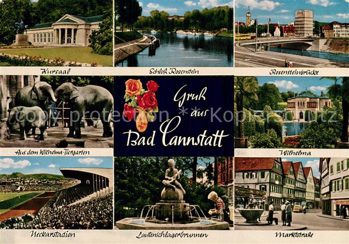 Bad Cannstatt Kursaal Schloss Rosenstein Rosensteinbruecke Wilhelmina Elefanten