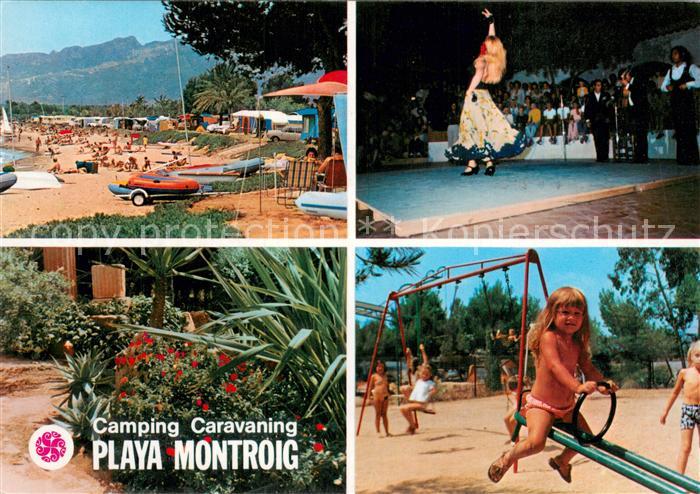 Tarragona ES Camping Caravaning Playa Montroig Strand Taenzerin Spielplatz