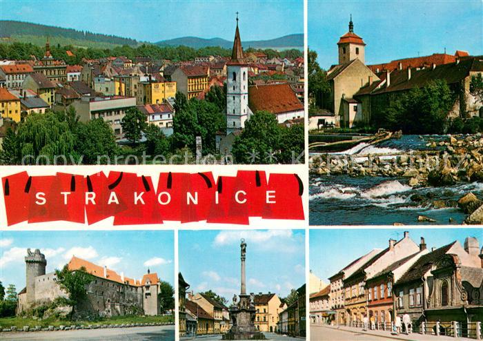 Strakonice Strakonitz Calkovy pohled z Rumpalu Hrad mlyn Hrad Palackeho namesti