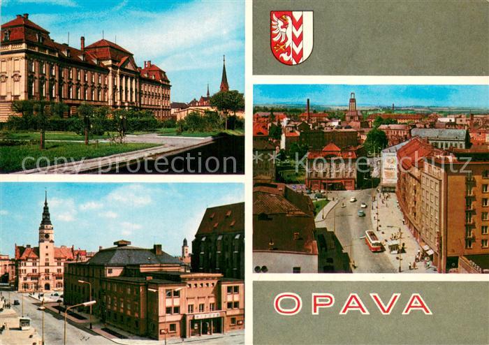 Opava Troppau CZ Bezrucovo namesti s budovou ONV Stred mesta Radnice s divadlem