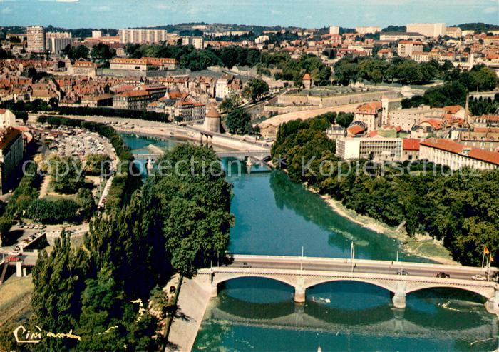 Besancon Doubs Vue aerienne Le Pont de la Republique et la Passerelle Denfert Ro