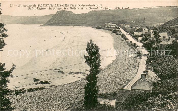 Plestin-les-Greves Saint Efflam Plage Hôtels et le grand rocher