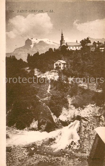 St-Gervais-les-Bains Wasserfall Blick zur Kirche Alpen
