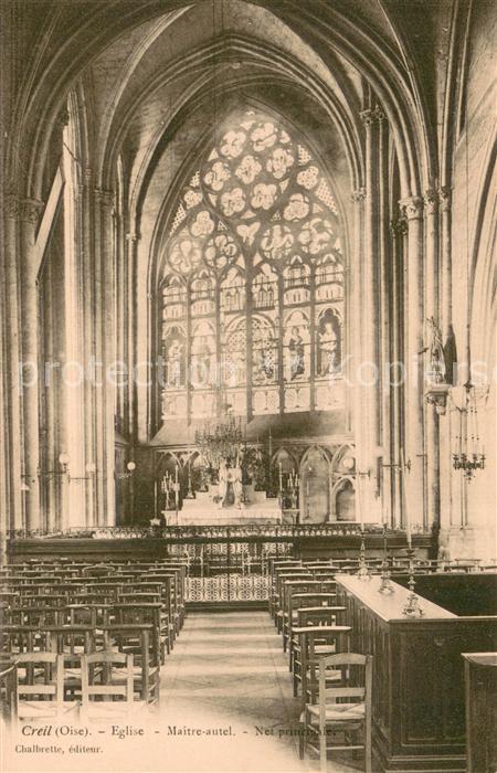 Creil 60 Intérieur de l Eglise Maitre autel Nef principale