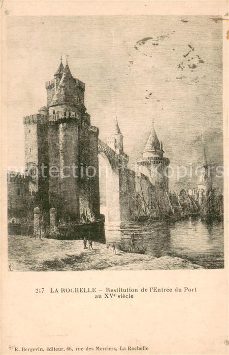 La Rochelle 76 Restitution de l Entrée du Port au XVe
