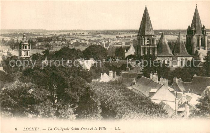 Loches 37 La Collégiale Saint Ours et la ville