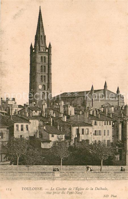 Toulouse 31 Clocher de l Eglise de la Dalbade vue prise du pont neuf