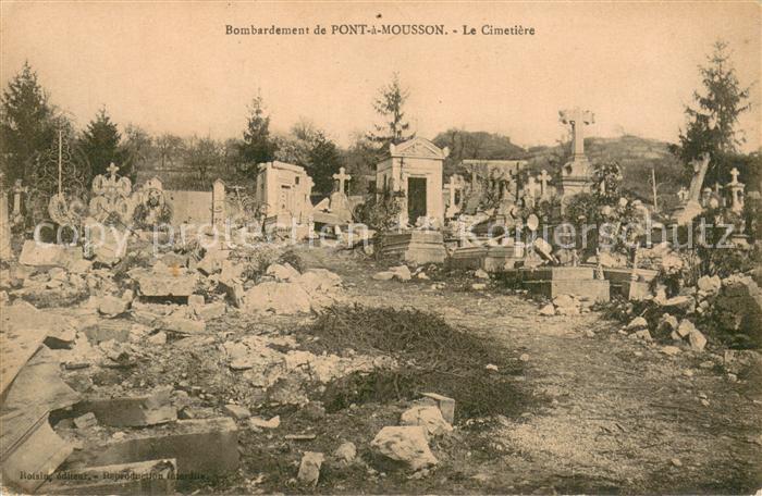 Pont-a-Mousson 54 Le cimetière après le bombardement Ruines Grande Guerre
