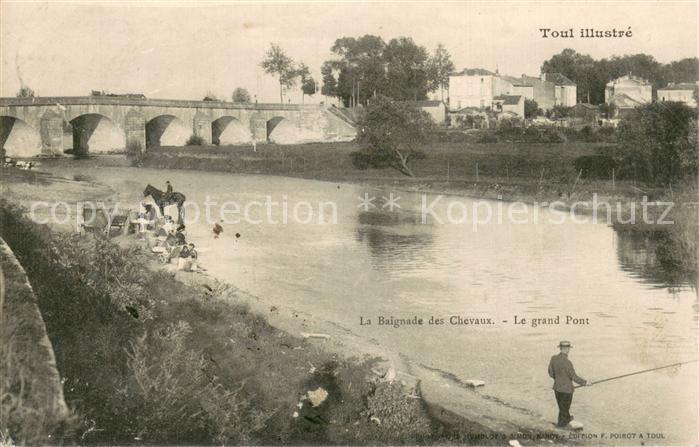 Toul 54 Baignade des chevaux grand pont sur la