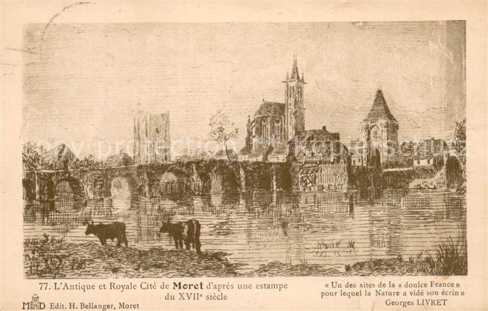 Moret-sur-Loing Antique et Royale Cité d après une estampe du XVIIe siècle Kuens