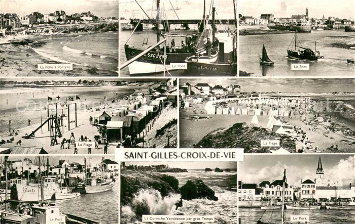 Saint-Gilles-Croix-de-Vie Vendee La Pelle a Porteaux Le Pont Le Port La Plage La