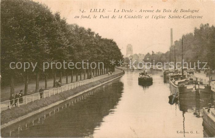 Lille 59 La Deule Avenue du Bois de Boulogne au fond le Pont de la Citadelle et