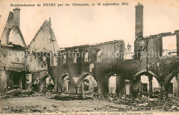 Reims 51 Bombardement par les Allemands le 19 sept 1914