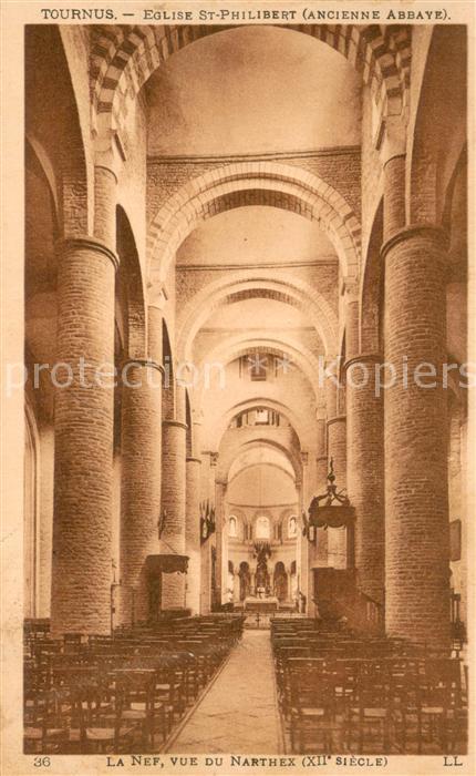 Tournus 71 Intérieur de l Eglise Saint Philibert la nef vue du Narthex XIIe sièc