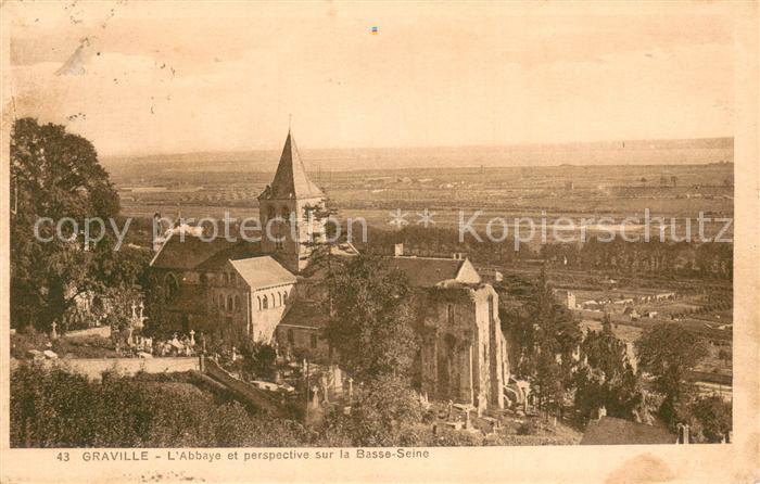 Graville-Sainte-Honorine Abbaye et perspective sur la Bassa Seine