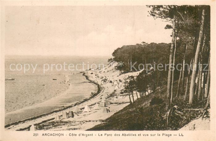Arcachon 33 Cote d’Argent Le Parc des Abatilles et vue sur la Plage