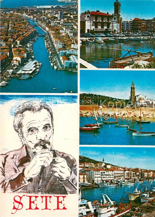 Sete Cette Vue aérienne Chambre de Commerce Canal Plage du Lazaret Portrait de B