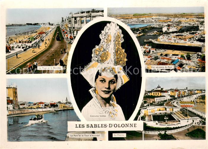 Les Sables-d Olonne 85 La plage et le remblai Costume Sablais