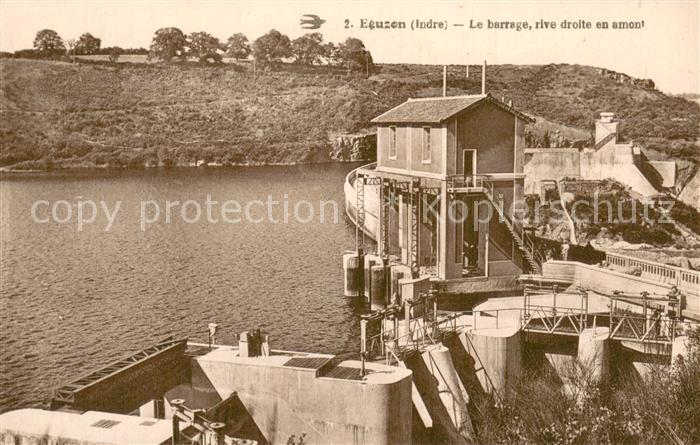 Eguzon-Chantome 36 Indre Le barrage rive droite en amon