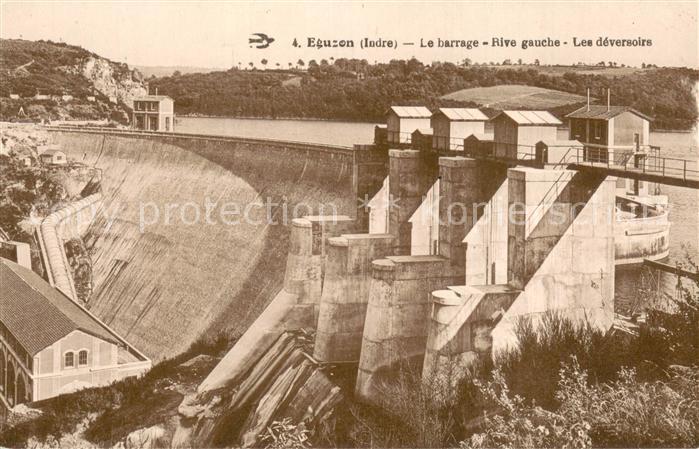 Eguzon-Chantome 36 Indre Le barrage - Rive gauche - Les deversoirs