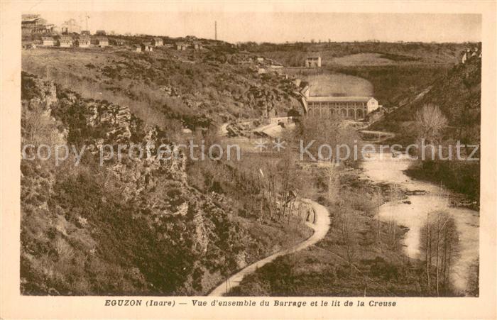 Eguzon-Chantome 36 Indre Vue d ensemble du Barrage et le lit de la Creuse