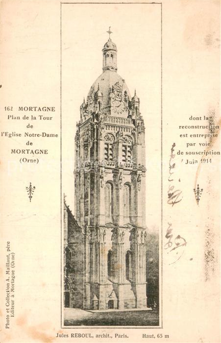 Mortagne-au-Perche Plan de la Tour de l’Eglise Notre Dame de Mortagne