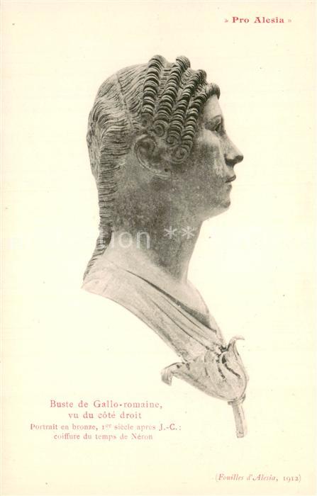 Pro Alesia Buste de Gallo romaine vu du cote droit Portrait en bronze