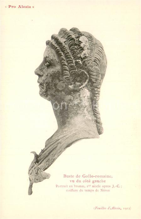 Pro Alesia Buste de Gallo romaine vu du cote gauche Portrait en bronze