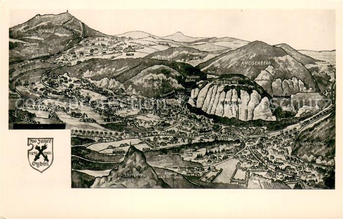 Oybin Sachsen Zittauer Gebirge aus der Vogelperspektive 700-Jahrfeier 1956 Handz