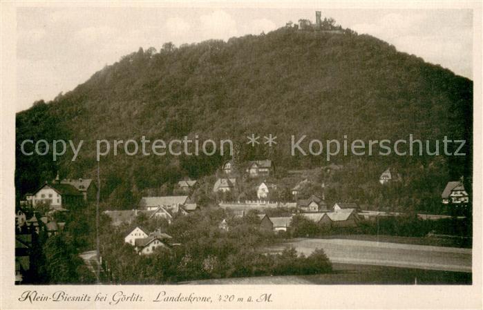 Klein-Biesnitz Teilansicht mit Burgruine Landeskrone