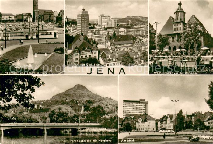 Jena Thueringen Holzmarkt Zentraler Platz VEB Carl Zeiss Wochenmarkt Paradiesbr