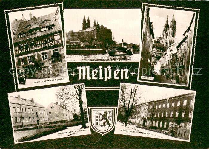 Meissen Elbe Sachsen Hist Schaenke am Marktplatz Dom Burgstrasse Neubauten in de