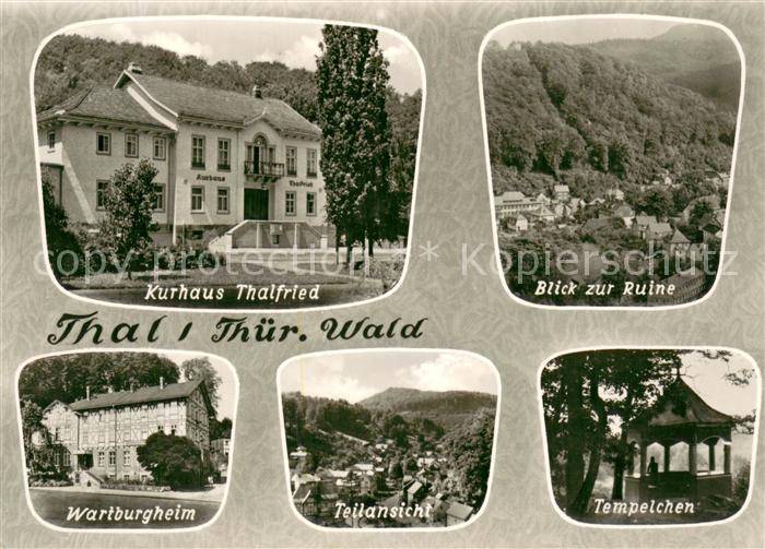 Thal Ruhla Kurhaus Thalfried Ruine Wartburgheim Teilansicht Tempelchen