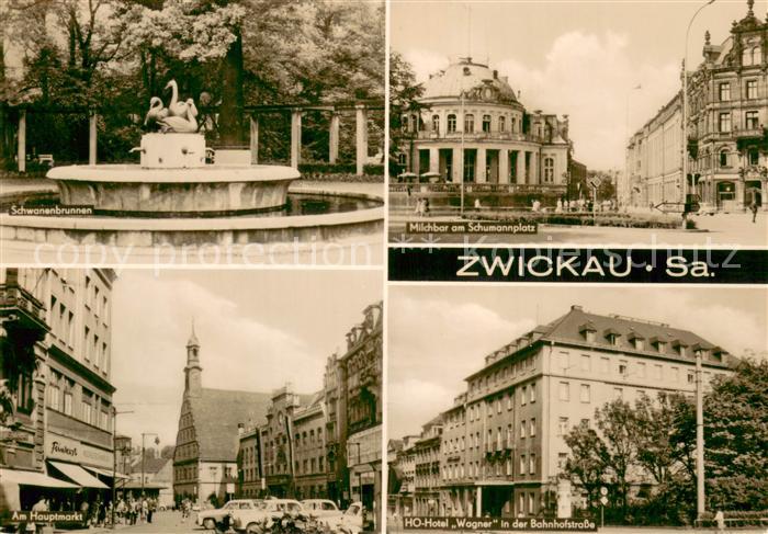 Zwickau Sachsen Schwanenbrunnen Milchbar am Schumannsplatz Am Hauptmarkt HO Hot