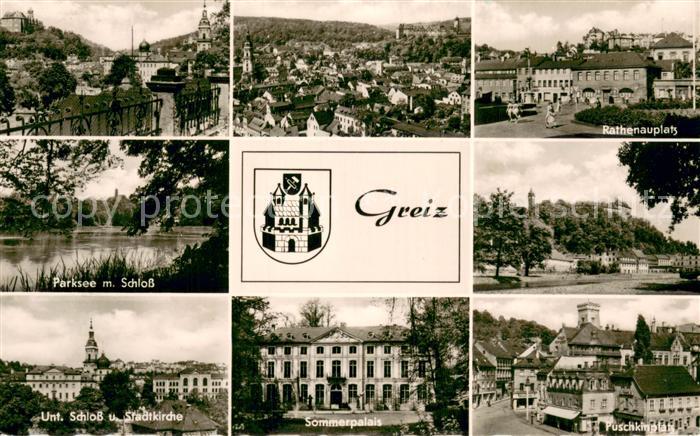Greiz Thueringen Stadtansichten Ratheauplatz Parksee Schloss Kirche Sommerpalais