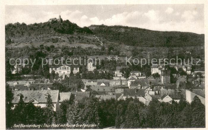 Bad Blankenburg Stadtpanorama mit Blick auf Ruine Greifenstein