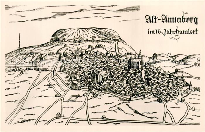 Annaberg-Buchholz Erzgebirge Alt-Annaberg im 16. Jhdt. Kuenstlerkarte Chronik vo