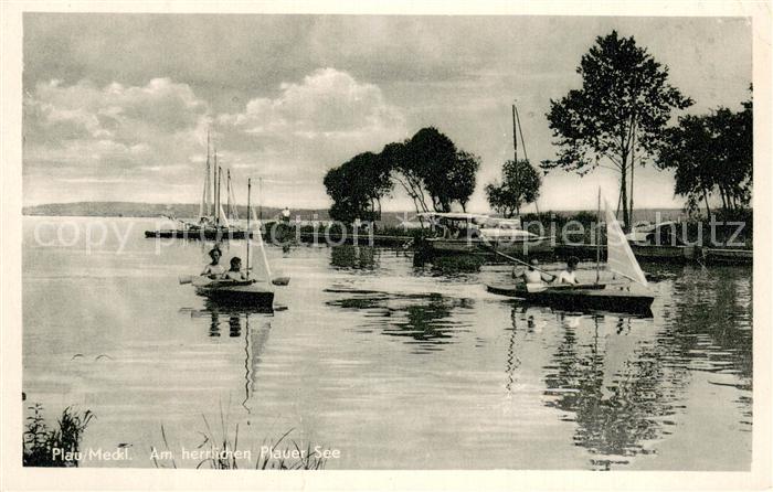 Plau Mecklenburg Partie am Plauer See Segelboote Mecklenburger Seenplatte